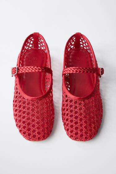 BALLERINES AJOURÉES - Rouge de Zara - Image 3
