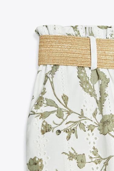 BERMUDA IMPRIMÉ BRODERIES AJOURÉES - écru/vert kaki de Zara - Image 7