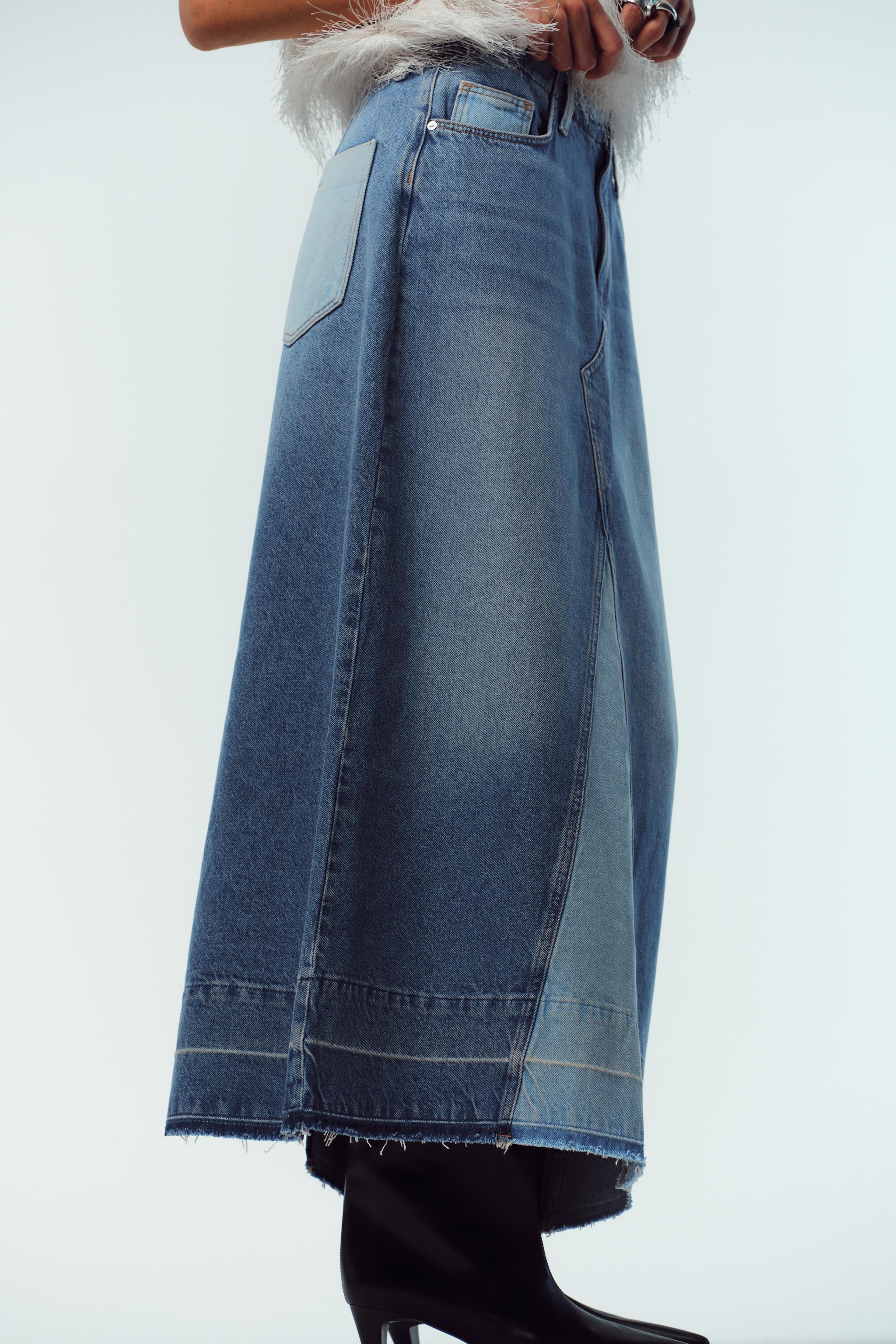 JUPE MIDI EN JEAN COMBINÉ Z1975