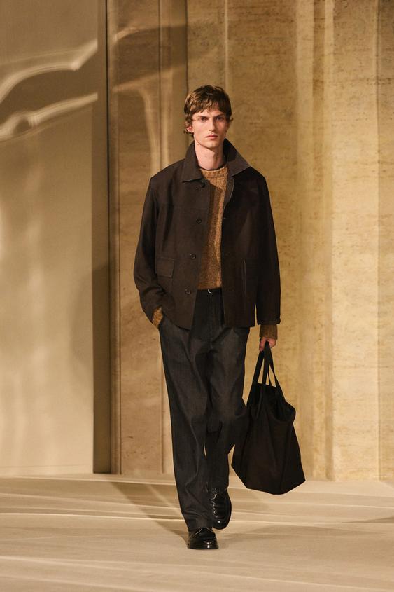 Zara Leather nubuck pocket detail jacket - LIMITED EDITION - Brown - Image 0