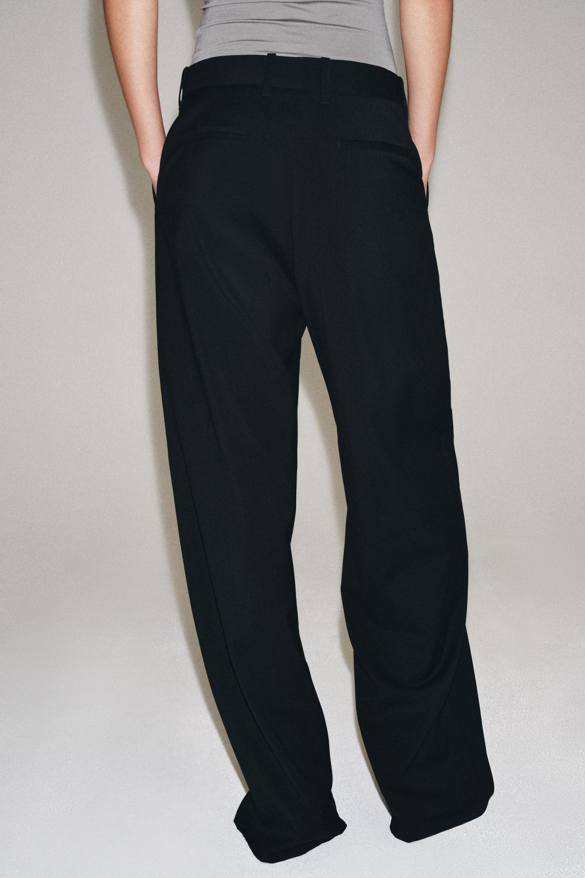 ZW COLLECTION 100% WOOL WIDE-LEG PANTS - Black | ZARA Canada