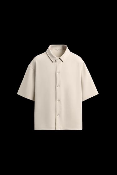Zara INTERLOCK TEXTURED SHIRT - Oyster-white - Image 0
