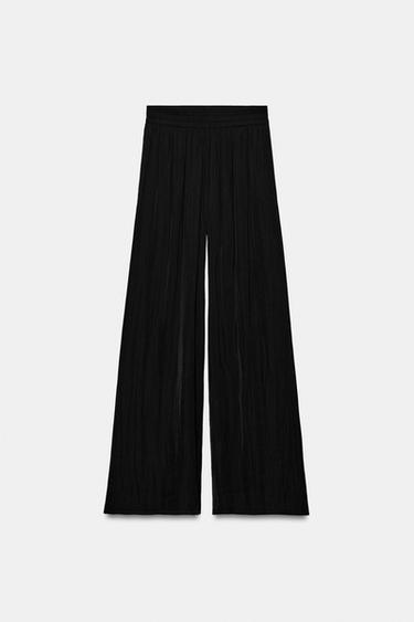 FLOWING WIDE-LEG TROUSERS - Black by Zara
