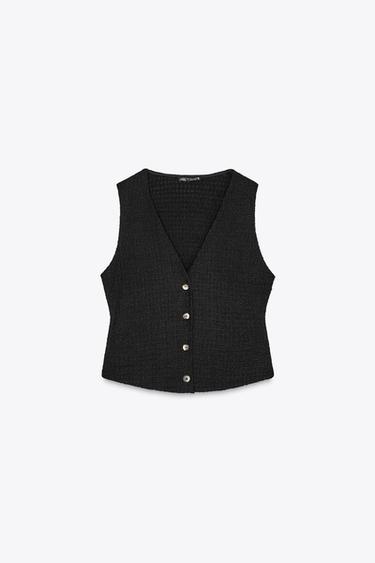 ÁO DÁNG GI LÊ VẢI DỆT - Màu đen từ Zara