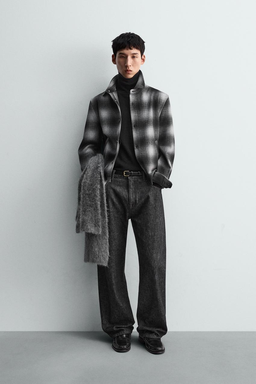 チェック柄シャツジャケット - ブラック/ホワイト | ZARA Japan / 日本