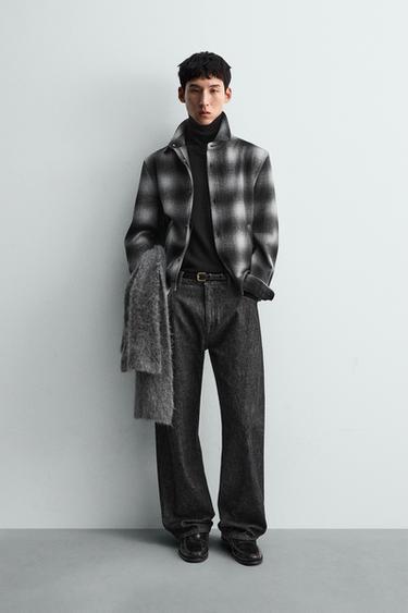 ÁO KHOÁC DÁNG SƠ MI KẺ CA RÔ - Màu đen/Trắng từ Zara - Hình ảnh 0