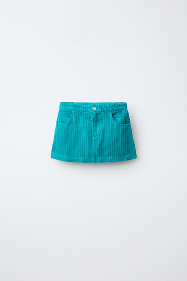 Zara CORDUROY SKIRT WITH INNER SHORTS - Turquoise