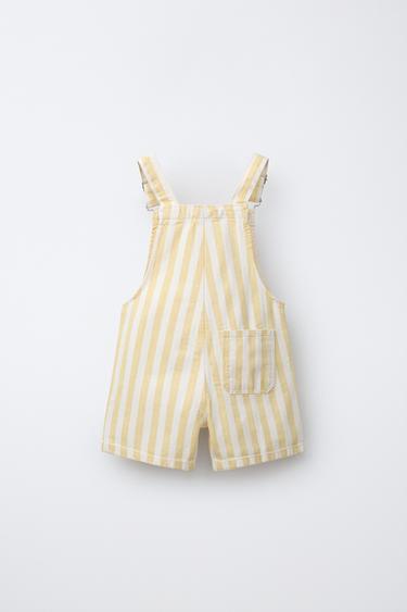 SALOPETTE COURTE EN SERGÉ À RAYURES - écru/jaune de Zara - Image 1