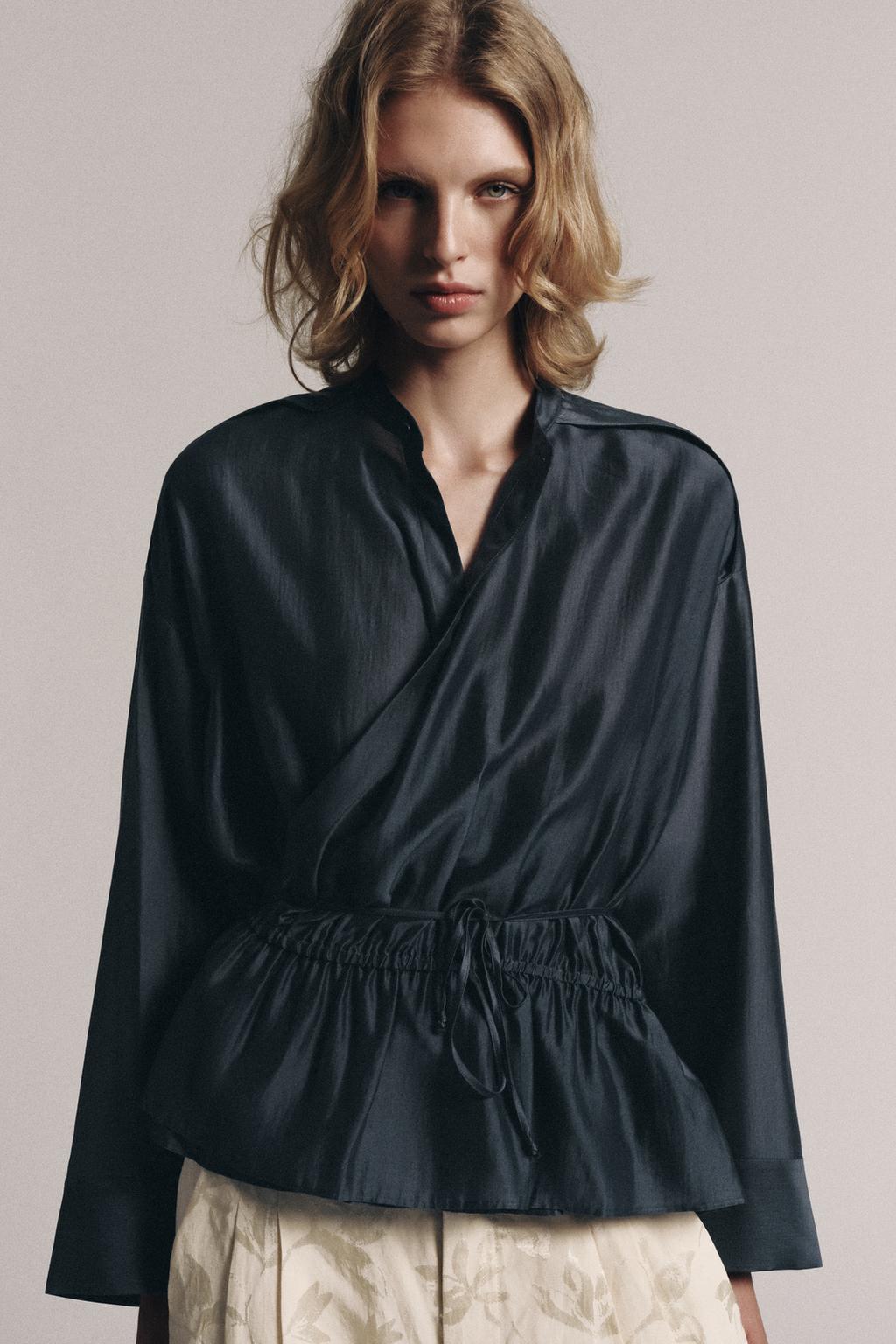 ZW COLLECTION WRAP-OVER FLOWING BLOUSE