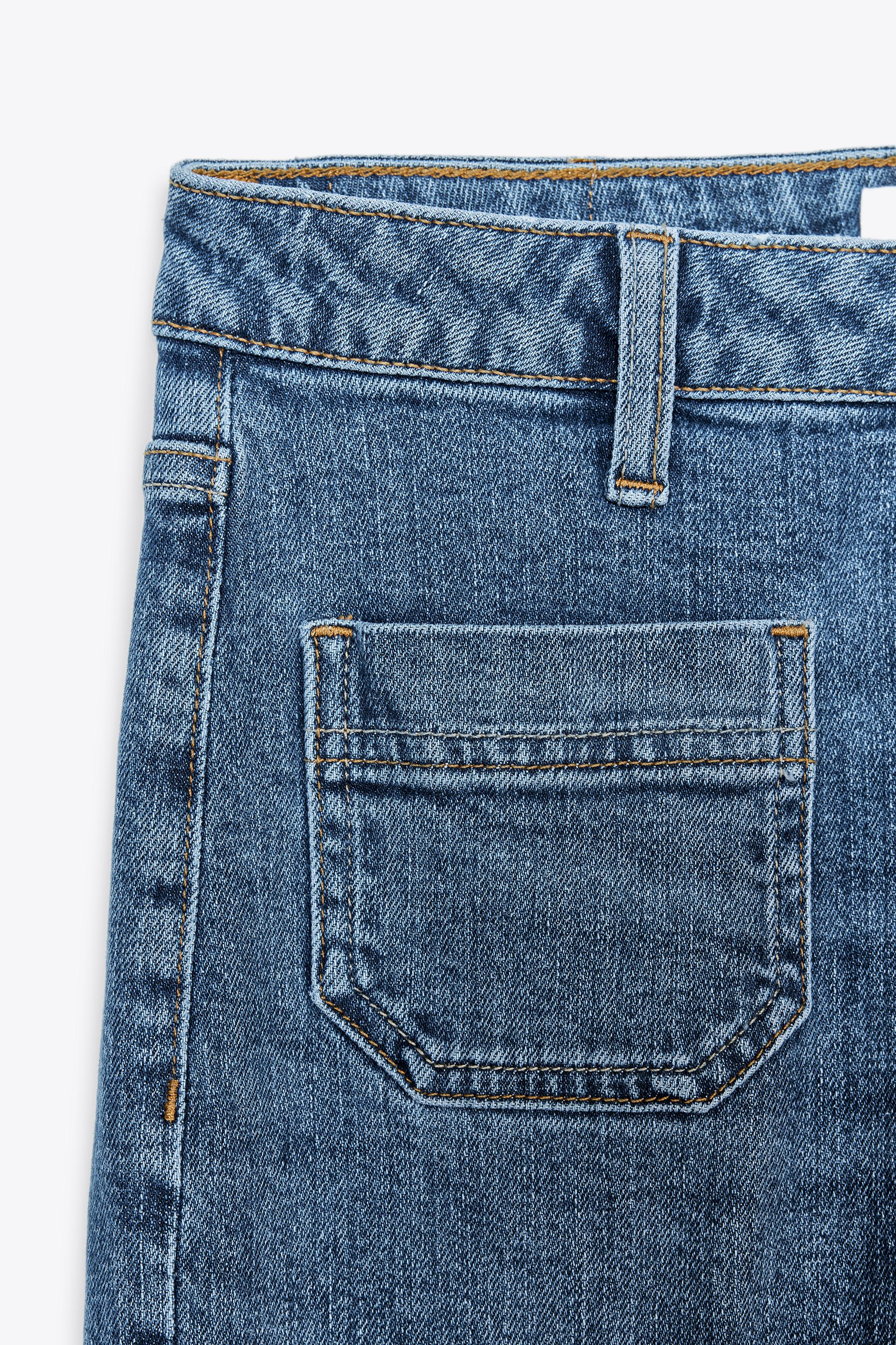 ZARA Z1975 ハイウエスト パッチポケットジーンズ 6164/107 Z1975 HIGH-WAIST PATCH POCKET JEANS - Mid-blue | ZARA United