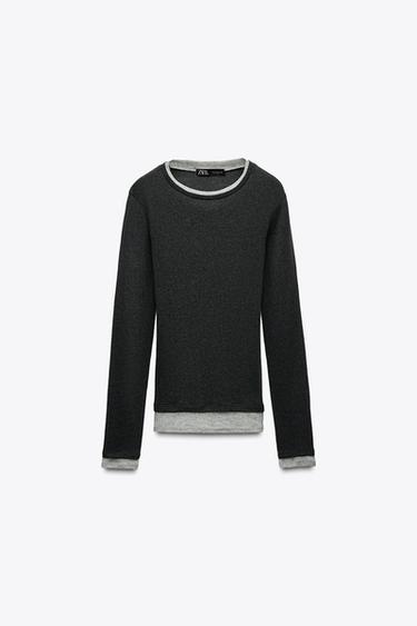 T-SHIRT DOUBLE - Chiné foncé de Zara - Image 3