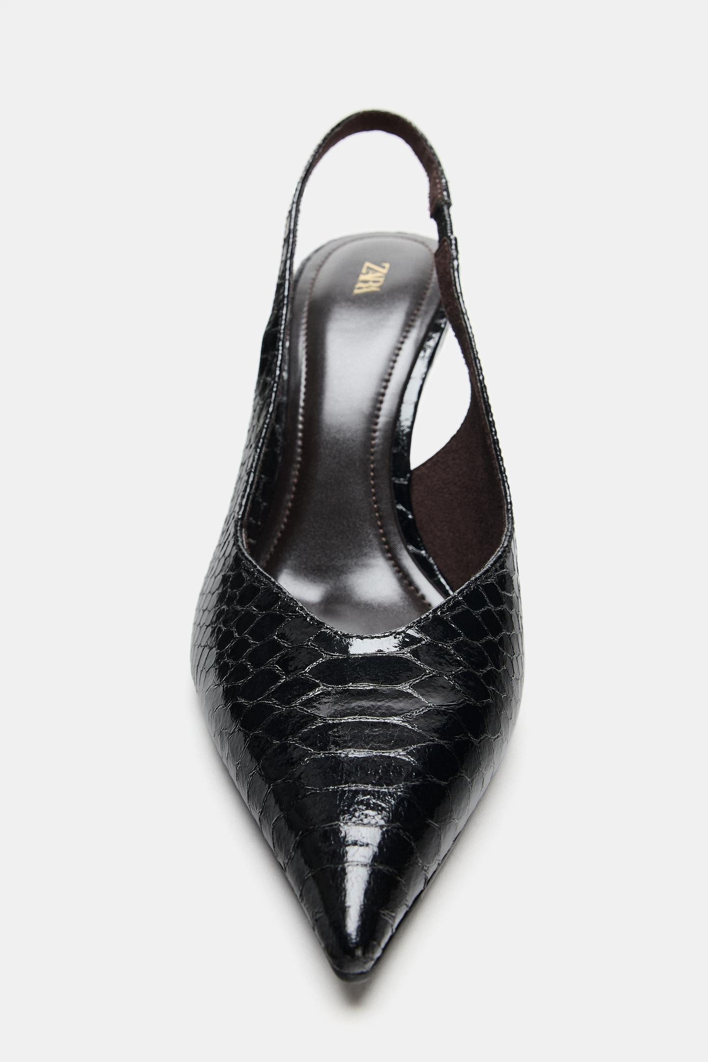 Женские туфли Zara Printed Slingback Heels, цвет: Чёрный — фото 4