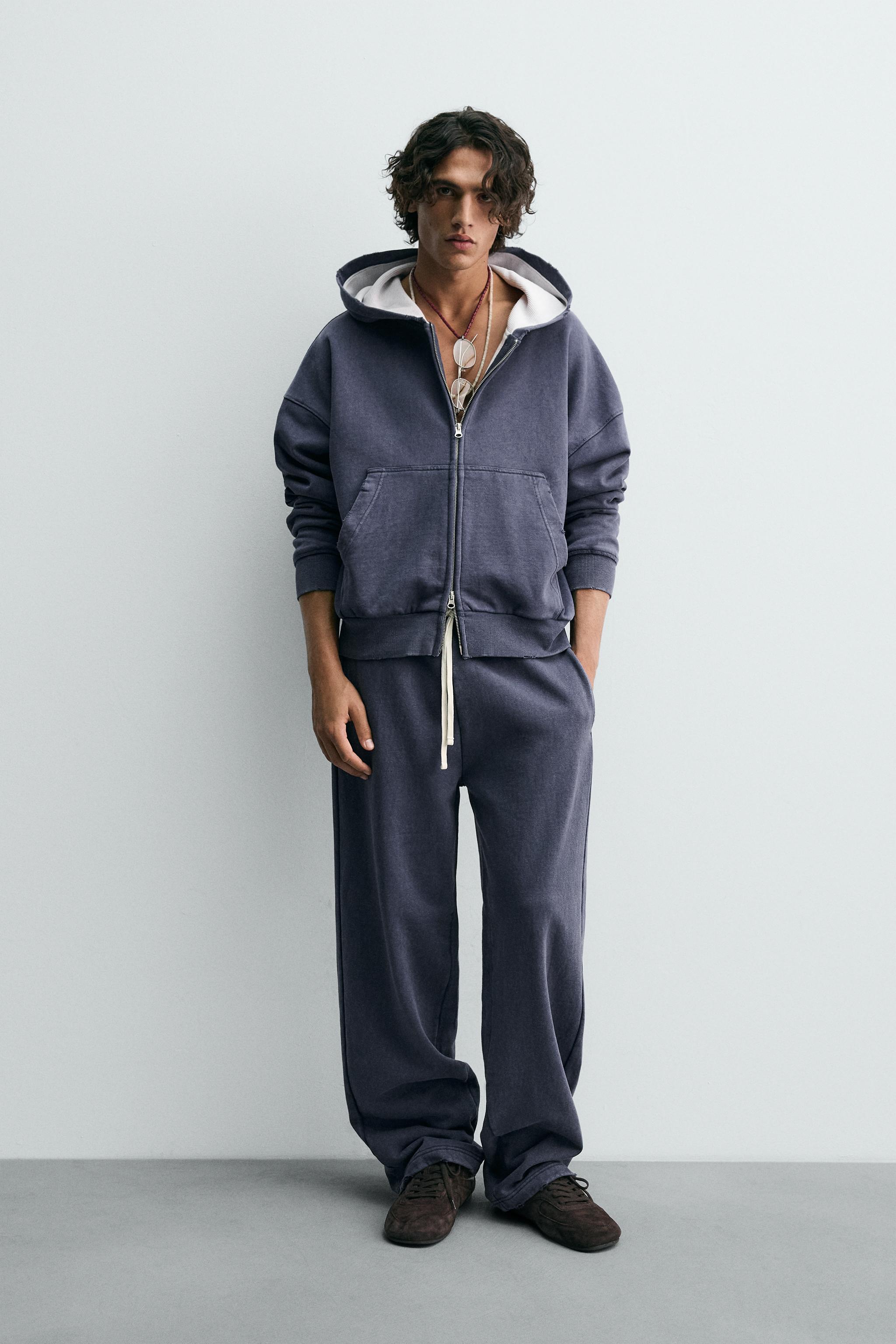 COMBINATION WAFFLE HOODIE SWEATSHIRT - Ink blue | ZARA Canada