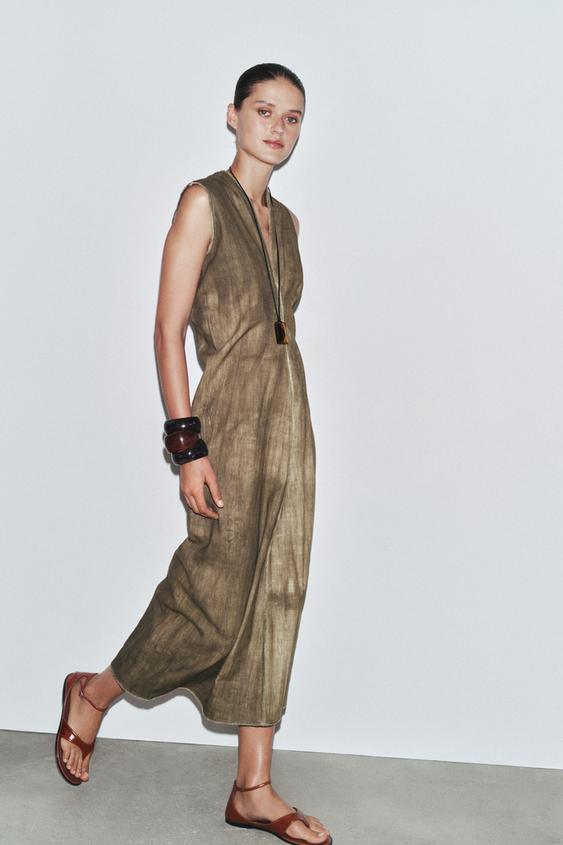 ZW COLLECTION TIE-DYE RAMIE-BLEND DRESS - Multicoloured | ZARA Australia