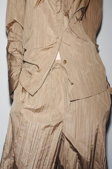 PANTALON PALAZZO PLISSÉ ZW COLLECTION - Beige de Zara