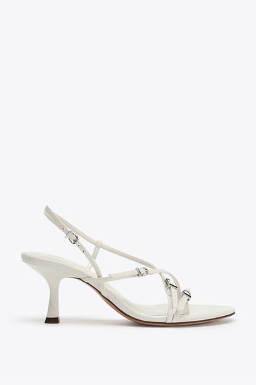HEELED BUCKLE SANDALS - White by Zara - Image 0