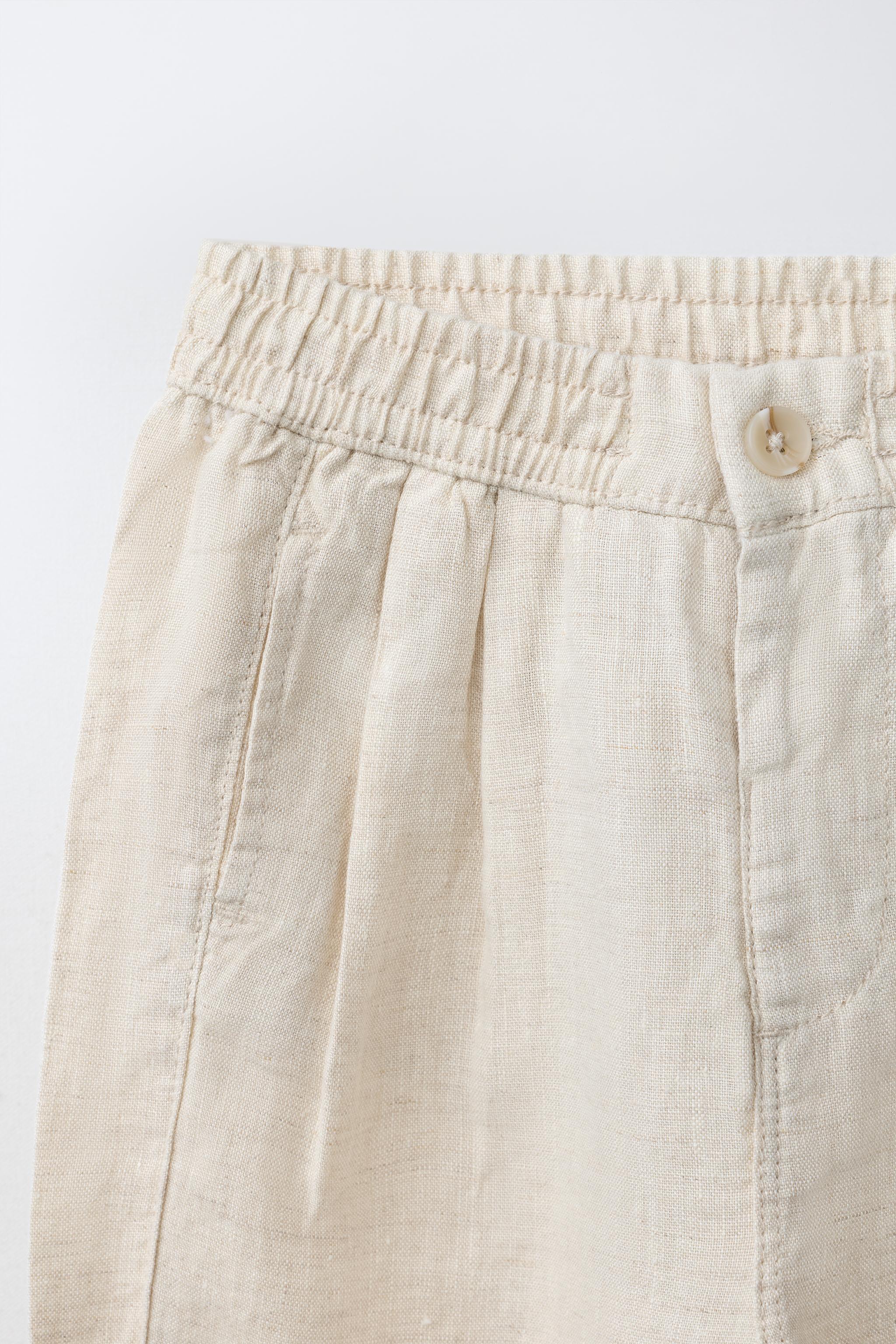 100% LINEN PLEATED PANTS