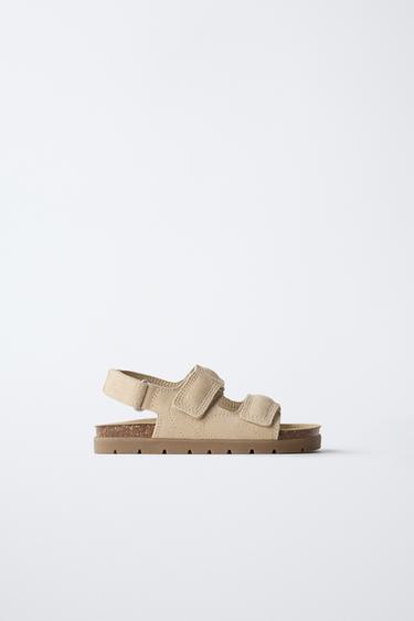 DOUBLE-STRAP LEATHER SANDALS - Sand Brown by Zara