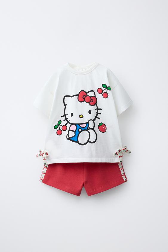 CONJUNTO CAMISETA E BERMUDA CEREJAS HELLO KITTY © SANRIO - Vermelho da Zara - Imagem 0