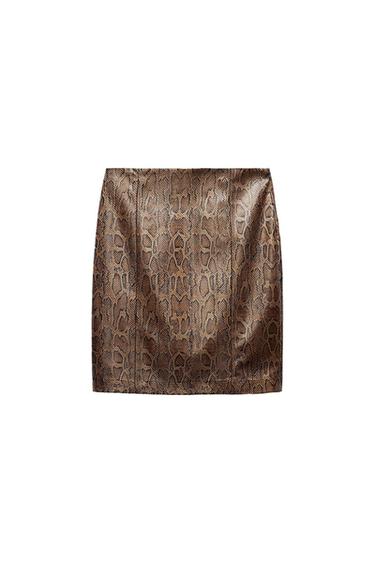 SNAKESKIN PRINT LEATHER EFFECT SKIRT