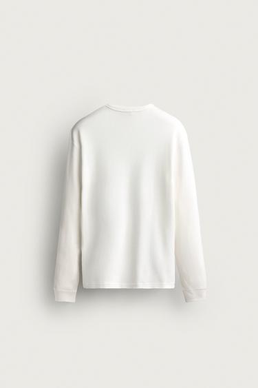 WAFFLE TEXTURE REGULAR FIT T-SHIRT — Oyster-white 2