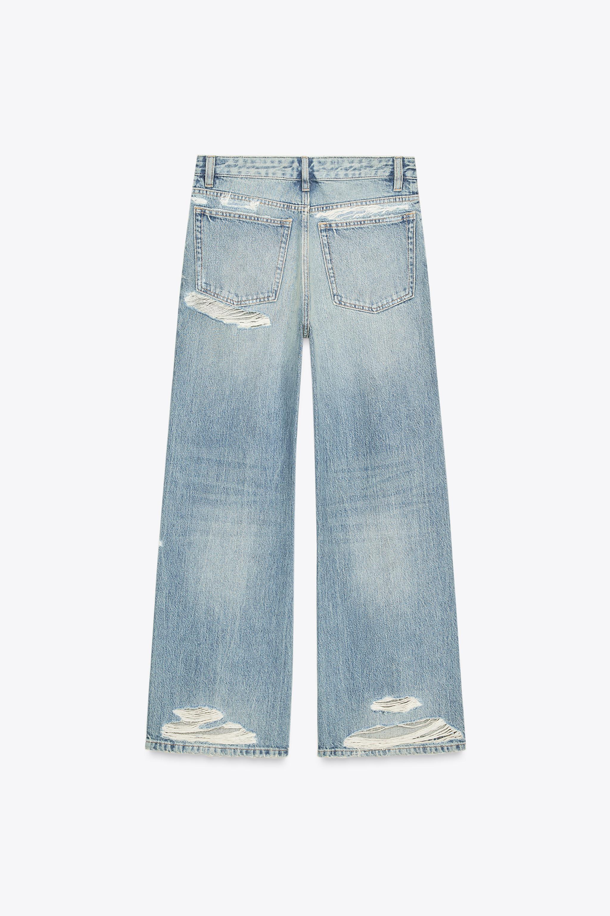 TRF MID-RISE RIPPED BOYFRIEND JEANS Blue ZARA United States