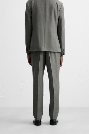 PANTALON DE COSTUME STRUCTURÉ 100 % LAINE - Gris / Marron clair de Zara - Image 2