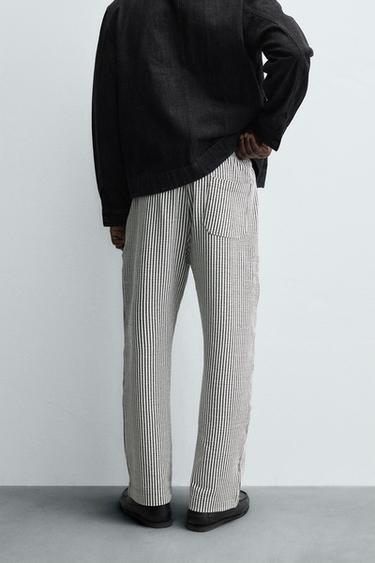 COMFORT STRIPED SEERSUCKER TROUSERS - Blue/White by Zara - Image 2