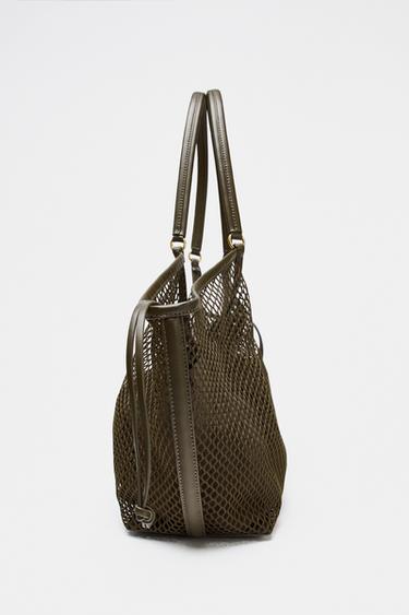MESH TOTE BAG - Green by Zara - Image 3