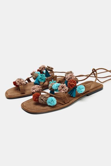BEADED STRAPPY SANDALS - Multicoloured by Zara - Image 2