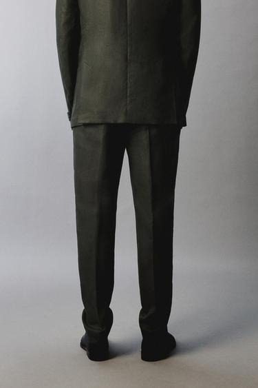 100% LINEN SUIT TROUSERS - Khaki by Zara - Image 2
