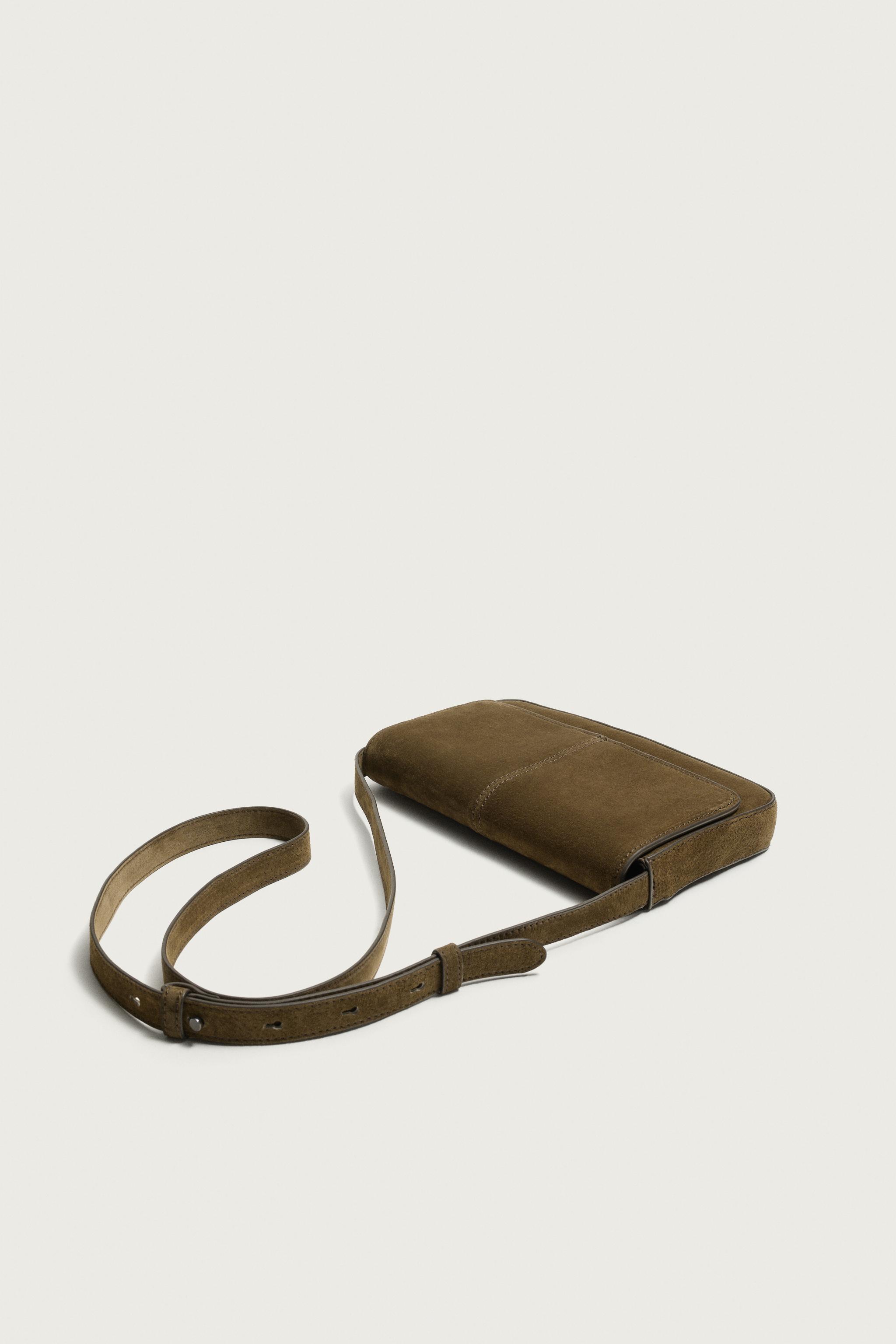 LEATHER CROSSBODY BAG — Khaki Green