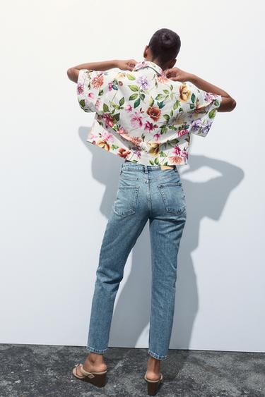 FLORAL PRINT POPLIN SHORT SHIRT - Multicoloured by Zara - Image 3