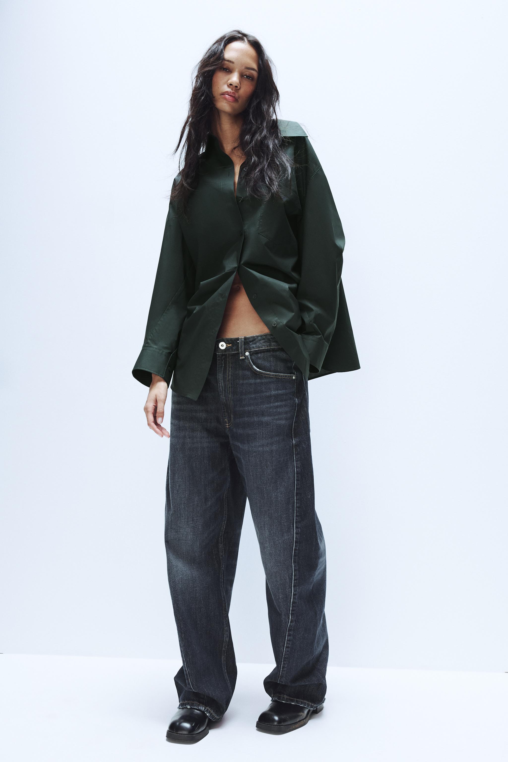 OVERSIZE POPLIN SHIRT - Bottle green | ZARA South Africa