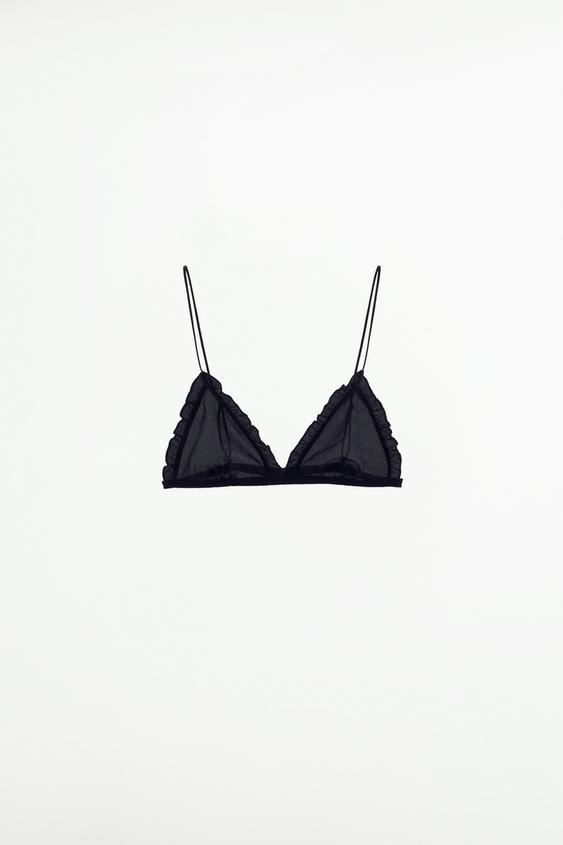 Zara, Intimates & Sleepwear, Zara Womens Lingerie Silk Lace Bralette  Black Size L Nwt