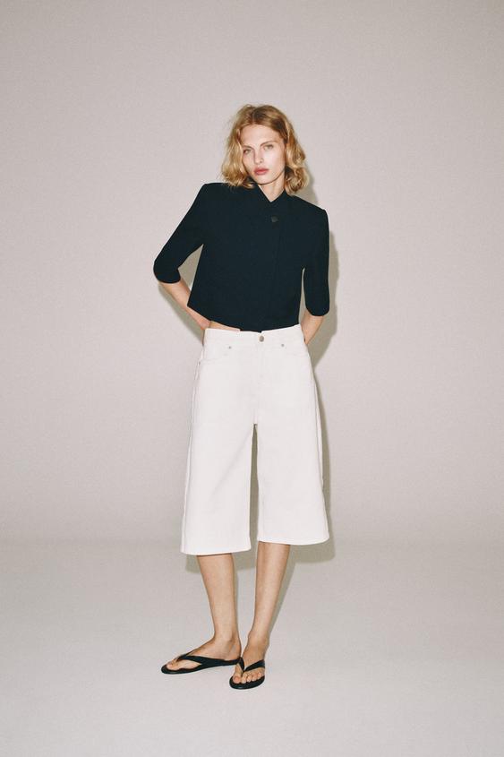Zara blazer cropped de manga corta ZW Collection