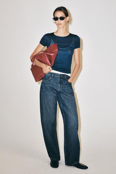 ZW COLLECTION LOW-RISE CURVED STRAIGHT JEANS - Blue by Zara