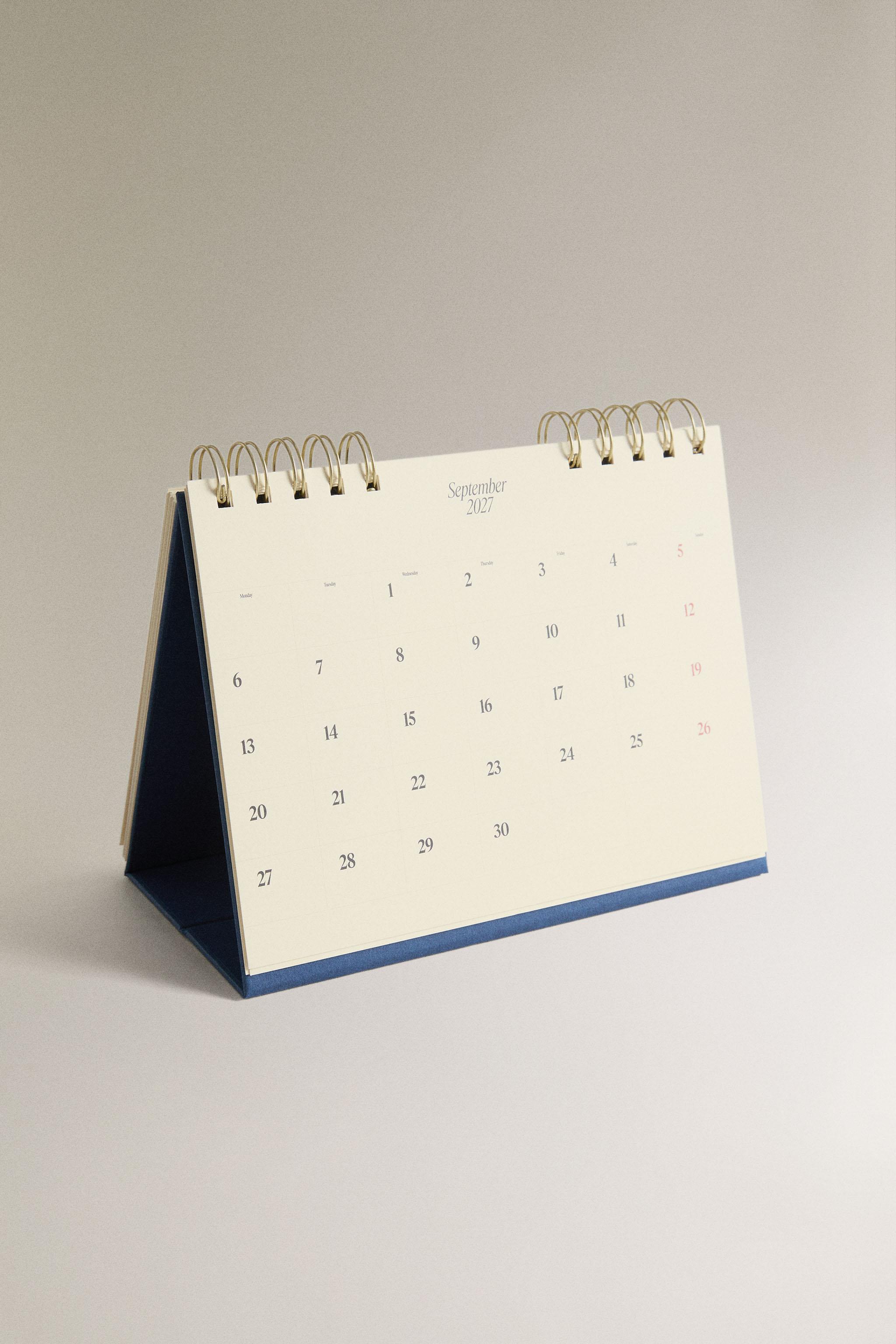 SPIRAL DESK CALENDAR — Ecru
