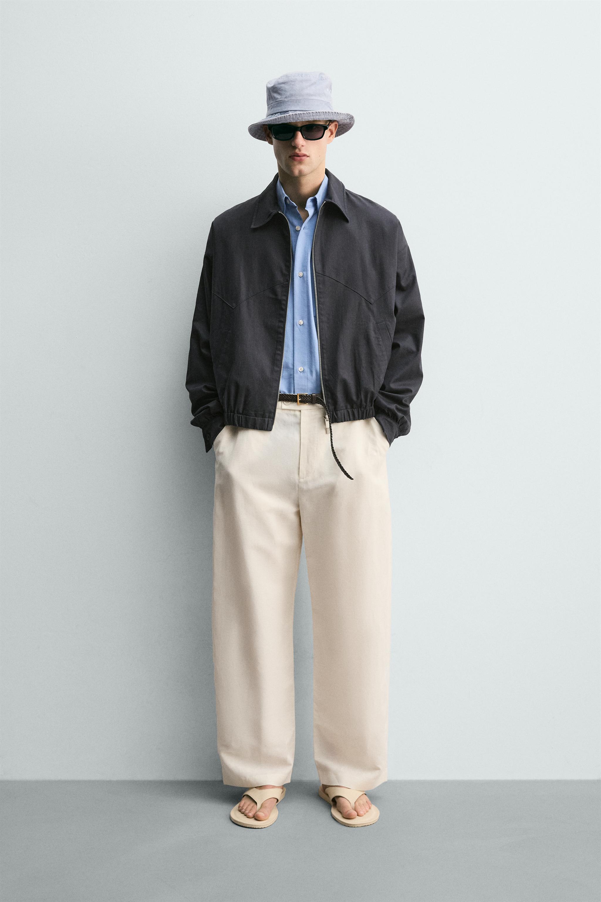 SATUR セター セト Cropped cotton work jacket CAZADORA CROPPED FIT ALGODÓN - CUPRO - Azul | ZARA España