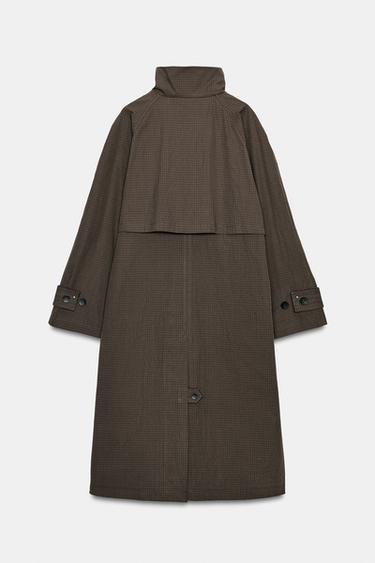 TRENCH OVERSIZE À CARREAUX ZW COLLECTION - Chocolat de Zara - Image 8