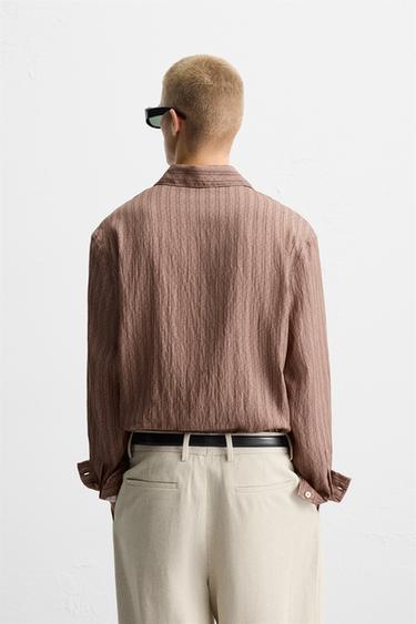 CHEMISE FLUIDE À RAYURES - Rose foncé de Zara - Image 2