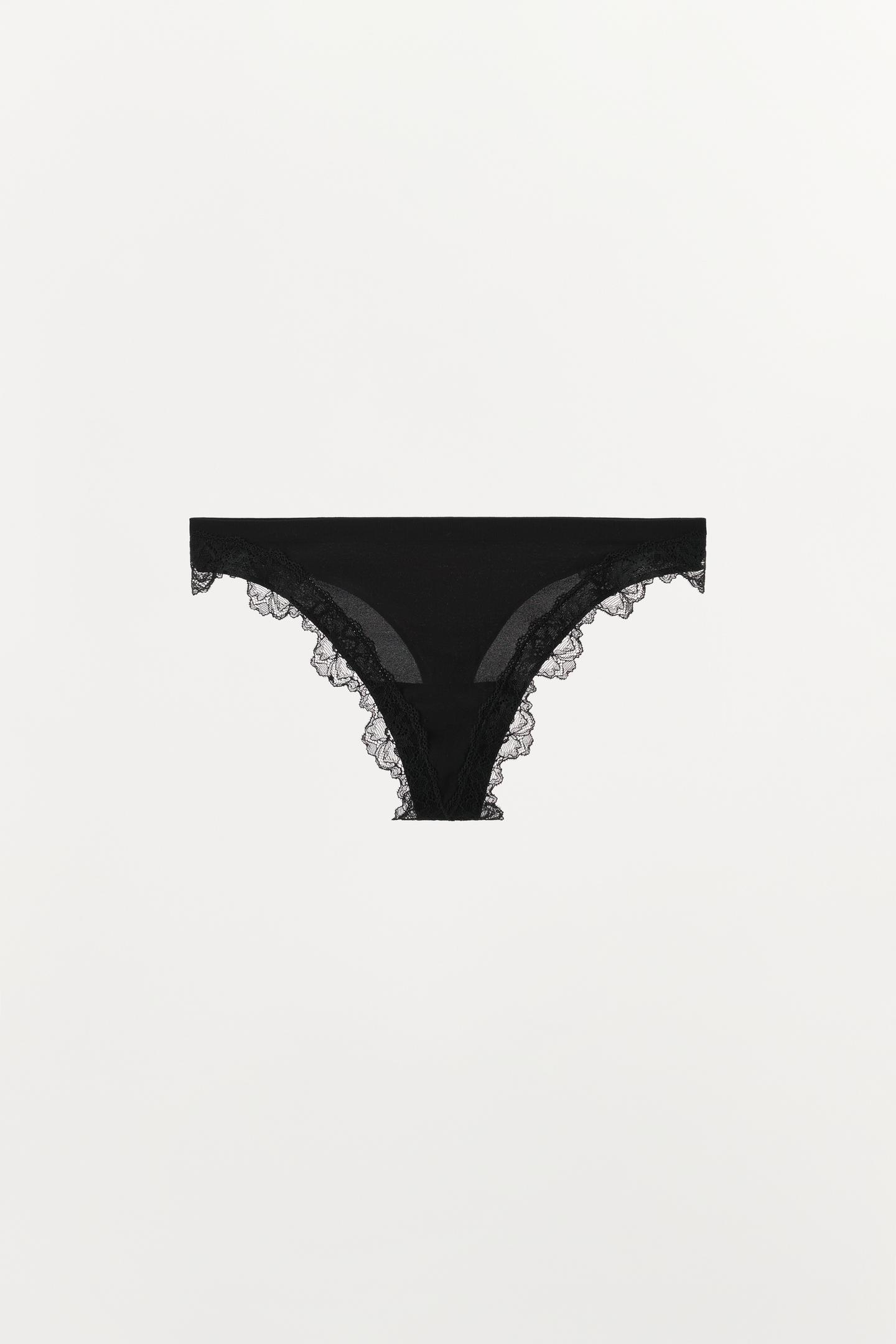 Трусы-стринги, средняя посадка, кружево — Zara, цвет: Чёрный — фото 5
