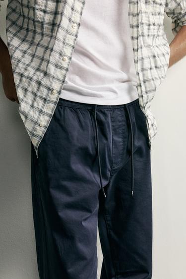 SLIM FIT JOGGER WAIST TROUSERS - Navy blue by Zara