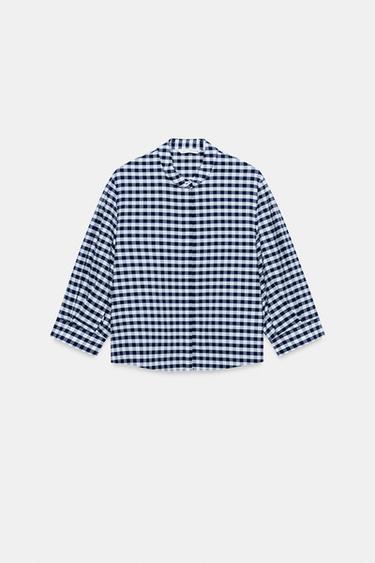 CHEMISE À CARREAUX VICHY ZW COLLECTION - Blanc / Bleu marine de Zara - Image 8