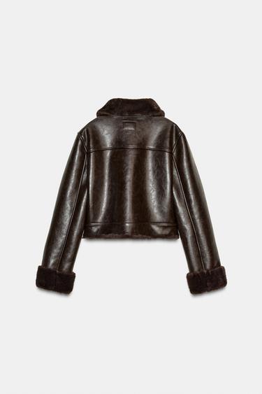 DOUBLE-FACED FAUX FUR JACKET - Brown by Zara - Image 3