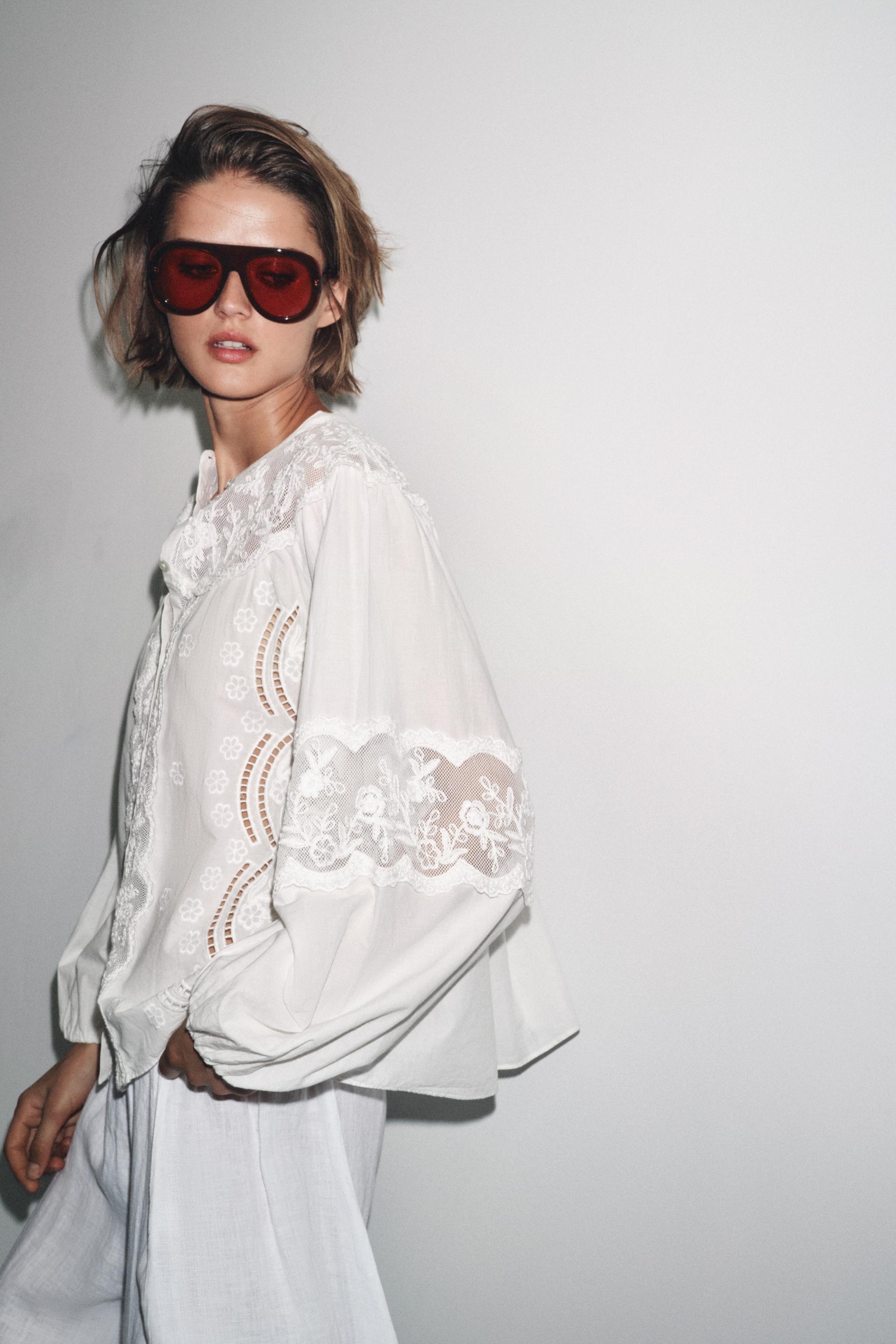 ZW COLLECTION EMBROIDERED SHIRT - White | ZARA United States