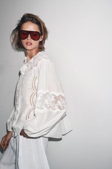 ZW COLLECTION EMBROIDERED SHIRT - Blanc de Zara - Image 3