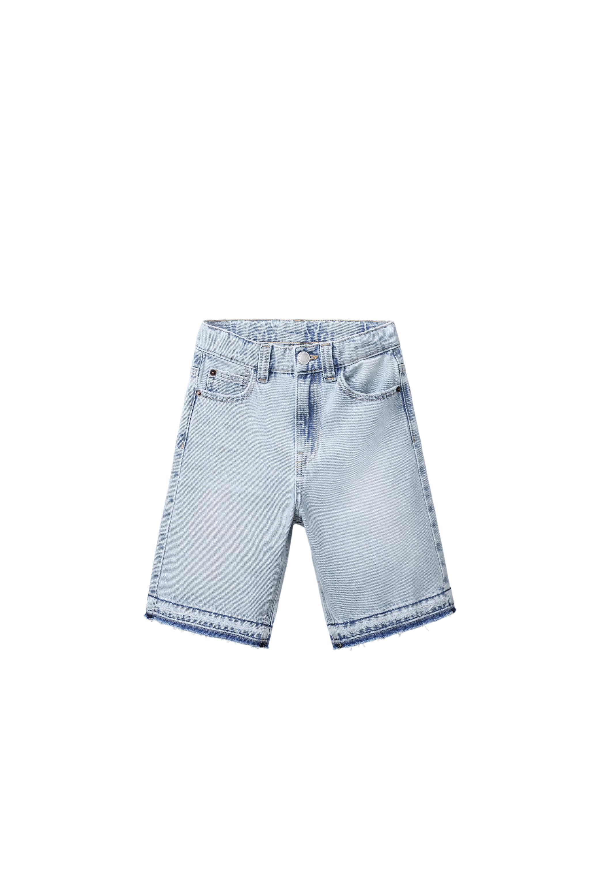 リラックスフィット バギー デニムバミューダパンツ - ブルー | ZARA