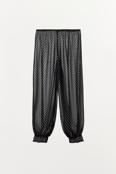 PRINTED LACE DOT SAROUEL TROUSERS - Black by Zara - Image 3