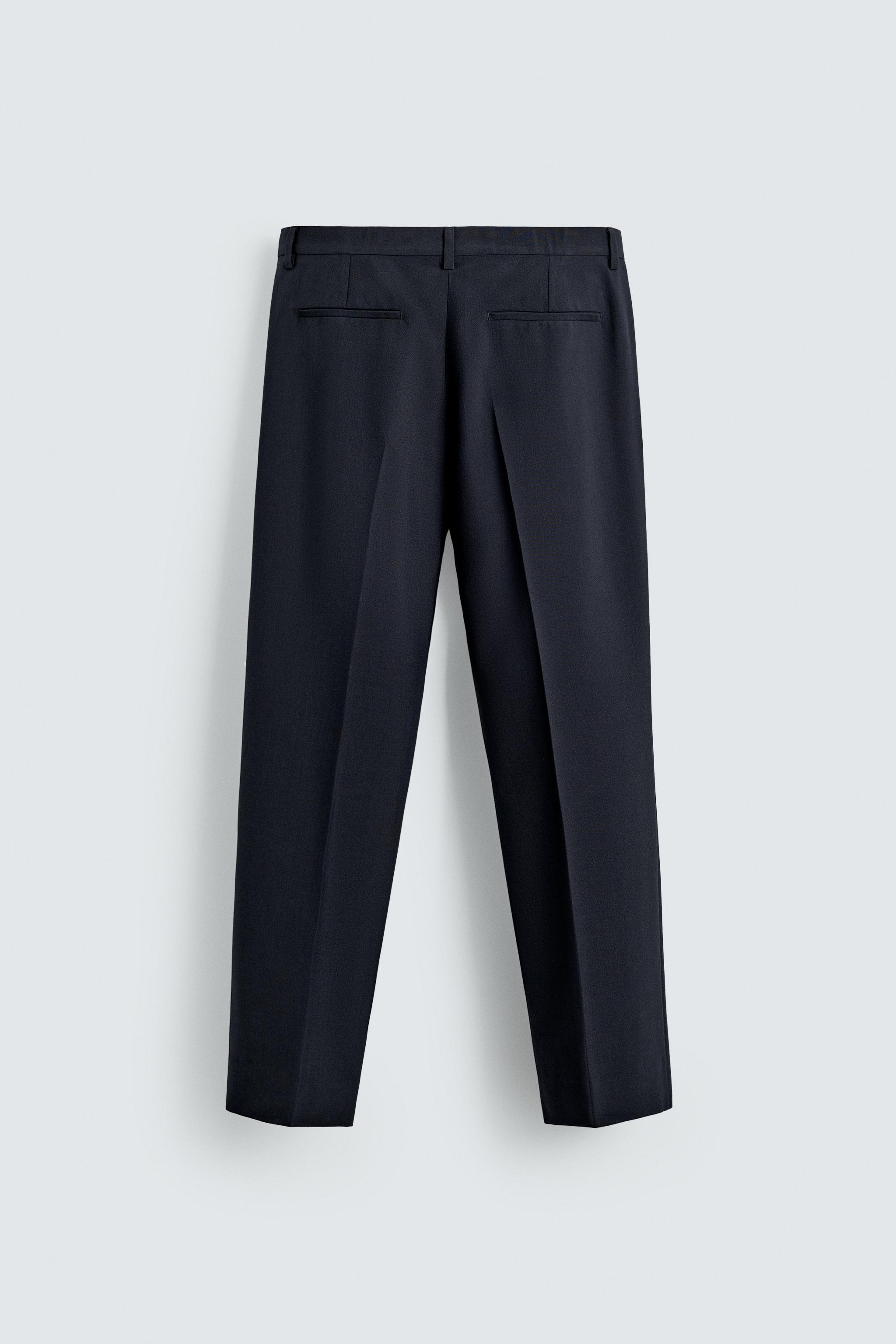 WOOL BLEND STRAIGHT FIT SUIT PANTS